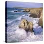 Rocks and Sea at Gwithian, Cornwall, England-Roy Rainford-Stretched Canvas