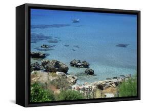 Rocks and Sea, Frangokastello, Crete, Greek Islands, Greece, Europe-Jean Brooks-Framed Stretched Canvas