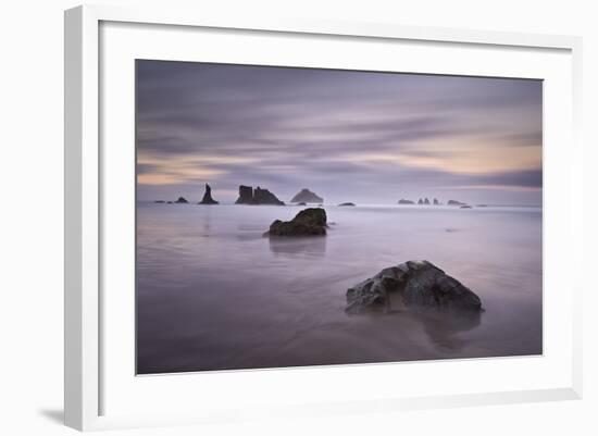 Rocks and Sea Stacks at Dawn, Bandon Beach, Oregon, United States of America, North America-James-Framed Photographic Print