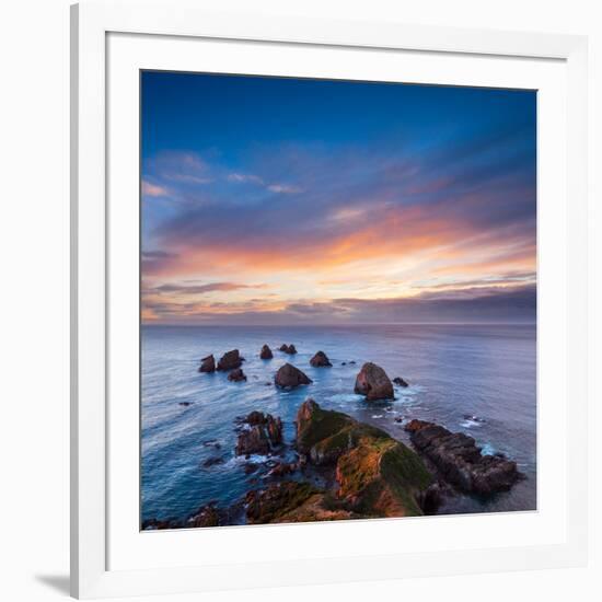 Rocks and Sea Stacks at Nugget Point Otago New Zealand, Sunrise-Travellinglight-Framed Photographic Print