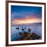 Rocks and Sea Stacks at Nugget Point Otago New Zealand, Sunrise-Travellinglight-Framed Photographic Print