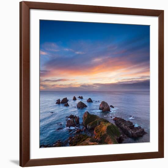 Rocks and Sea Stacks at Nugget Point Otago New Zealand, Sunrise-Travellinglight-Framed Photographic Print