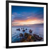 Rocks and Sea Stacks at Nugget Point Otago New Zealand, Sunrise-Travellinglight-Framed Photographic Print