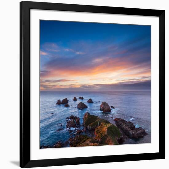 Rocks and Sea Stacks at Nugget Point Otago New Zealand, Sunrise-Travellinglight-Framed Photographic Print