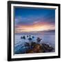 Rocks and Sea Stacks at Nugget Point Otago New Zealand, Sunrise-Travellinglight-Framed Photographic Print