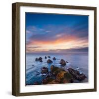 Rocks and Sea Stacks at Nugget Point Otago New Zealand, Sunrise-Travellinglight-Framed Photographic Print