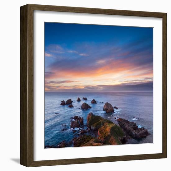 Rocks and Sea Stacks at Nugget Point Otago New Zealand, Sunrise-Travellinglight-Framed Photographic Print