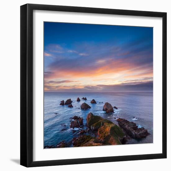 Rocks and Sea Stacks at Nugget Point Otago New Zealand, Sunrise-Travellinglight-Framed Photographic Print