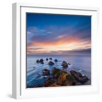 Rocks and Sea Stacks at Nugget Point Otago New Zealand, Sunrise-Travellinglight-Framed Photographic Print