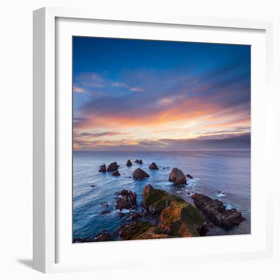 Rocks and Sea Stacks at Nugget Point Otago New Zealand, Sunrise-Travellinglight-Framed Photographic Print