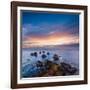 Rocks and Sea Stacks at Nugget Point Otago New Zealand, Sunrise-Travellinglight-Framed Photographic Print