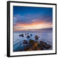 Rocks and Sea Stacks at Nugget Point Otago New Zealand, Sunrise-Travellinglight-Framed Photographic Print