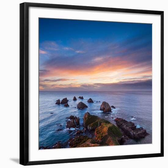 Rocks and Sea Stacks at Nugget Point Otago New Zealand, Sunrise-Travellinglight-Framed Photographic Print