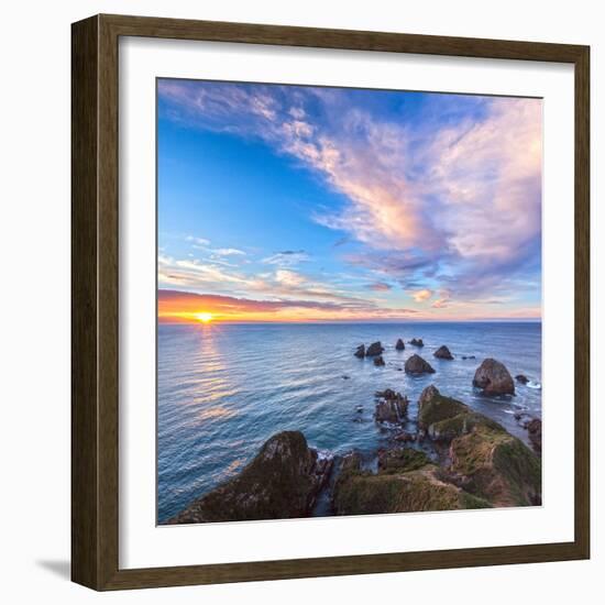 Rocks and Sea Stacks at Nugget Point, Otago, New Zealand-Travellinglight-Framed Photographic Print