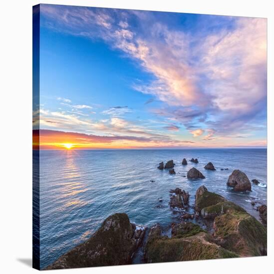 Rocks and Sea Stacks at Nugget Point, Otago, New Zealand-Travellinglight-Stretched Canvas