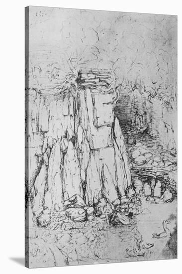'Rocks and Stream', c1480 (1945)-Leonardo Da Vinci-Stretched Canvas