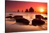 Rocks and Sunset-Lantern Press-Stretched Canvas