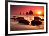 Rocks and Sunset-Lantern Press-Framed Art Print