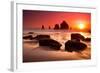 Rocks and Sunset-Lantern Press-Framed Art Print