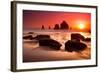 Rocks and Sunset-Lantern Press-Framed Art Print