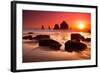 Rocks and Sunset-Lantern Press-Framed Art Print