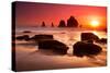 Rocks and Sunset-Lantern Press-Stretched Canvas