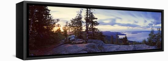 Rocks and Trees at the Lakeside, Lake Pielinen, Koli National Park, Lieksa, Finland-null-Framed Stretched Canvas