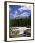 Rocks and Trees Beside a River with the Rocky Mountains in the Background, British Columbia, Canada-Harding Robert-Framed Photographic Print