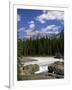 Rocks and Trees Beside a River with the Rocky Mountains in the Background, British Columbia, Canada-Harding Robert-Framed Photographic Print