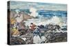 Rocks and Waves and Figures (W/C on Paper)-Maurice Brazil Prendergast-Stretched Canvas