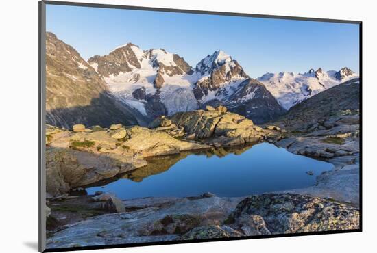 Rocks at the Fuorcla Surlej, Piz Roseg (3937M) and Piz Bernina (4048M) in the Background, Surlej-P. Kaczynski-Mounted Photographic Print