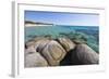 Rocks Frame the Turquoise Water of Sea around the Sandy Beach of Sant Elmo Castiadas, Costa Rei-Roberto Moiola-Framed Photographic Print