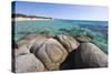 Rocks Frame the Turquoise Water of Sea around the Sandy Beach of Sant Elmo Castiadas, Costa Rei-Roberto Moiola-Stretched Canvas