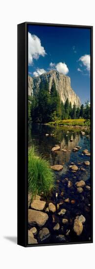 Rocks in a Lake with Mountain in the Background-null-Framed Stretched Canvas