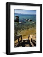 Rocks in a lake with mountain range in the background, Lake Tahoe, California, USA-Panoramic Images-Framed Photographic Print