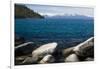 Rocks in a lake with mountain range in the background, Lake Tahoe, California, USA-Panoramic Images-Framed Photographic Print