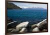 Rocks in a lake with mountain range in the background, Lake Tahoe, California, USA-Panoramic Images-Framed Photographic Print