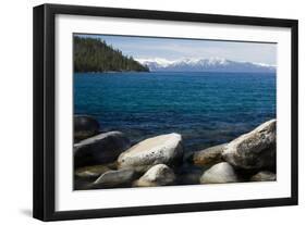 Rocks in a lake with mountain range in the background, Lake Tahoe, California, USA-Panoramic Images-Framed Photographic Print