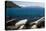 Rocks in a lake with mountain range in the background, Lake Tahoe, California, USA-Panoramic Images-Stretched Canvas