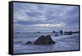 Rocks in the Surf at Sunset-James-Framed Stretched Canvas