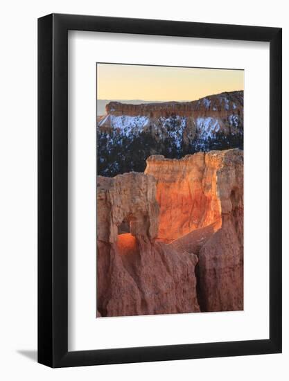 Rocks Lit by Strong Dawn Light, Snowy Backdrop, Queen's Garden Trail at Sunrise Point-Eleanor Scriven-Framed Photographic Print