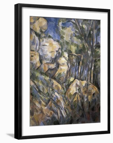 Rocks Near the Caves Below the Chateau Noir-Paul Cézanne-Framed Art Print