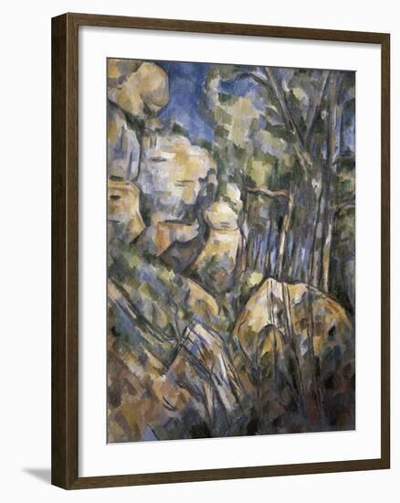 Rocks Near the Caves Below the Chateau Noir-Paul Cézanne-Framed Art Print