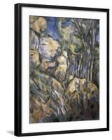 Rocks Near the Caves Below the Chateau Noir-Paul Cézanne-Framed Art Print