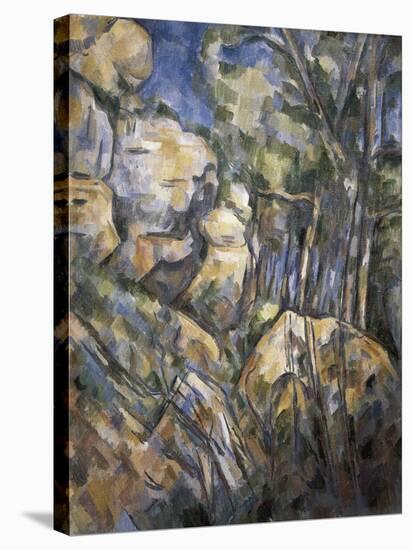 Rocks Near the Caves Below the Chateau Noir-Paul Cézanne-Stretched Canvas