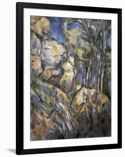 Rocks Near the Caves Below the Chateau Noir-Paul Cézanne-Framed Art Print