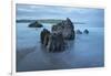 Rocks on beach at low tide at dawn, Bigbury-on-Sea, Devon, England, United Kingdom, Europe-Stuart Black-Framed Photographic Print