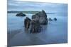 Rocks on beach at low tide at dawn, Bigbury-on-Sea, Devon, England, United Kingdom, Europe-Stuart Black-Mounted Photographic Print