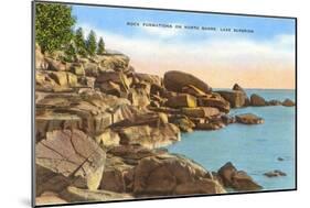 Rocks on North Shore, Lake Superior, Minnesota-null-Mounted Art Print