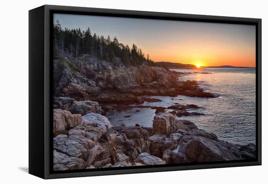 Rocks on the Coast at Sunrise, Little Hunters Beach, Acadia National Park, Maine, USA-null-Framed Stretched Canvas